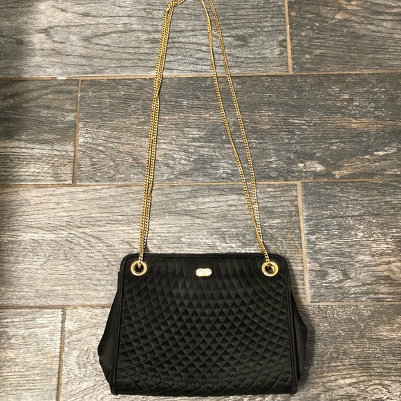 Bally Handbags - Vintage Bally clutch satin purse with gold chain